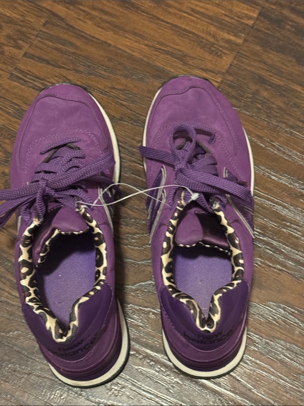 New Balance Purple Women's Athletic Sneakers with Leopard-Trim Collar - Picture 2 of 7
